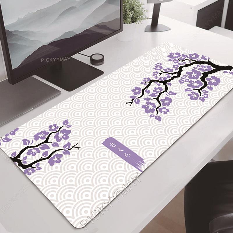 Sakura Muismat Gamer Muismatten Grote Gaming Muismat Paarse Bloem XXL Muismat Grote Toetsenbordmat Bureau Mat Voor Computer