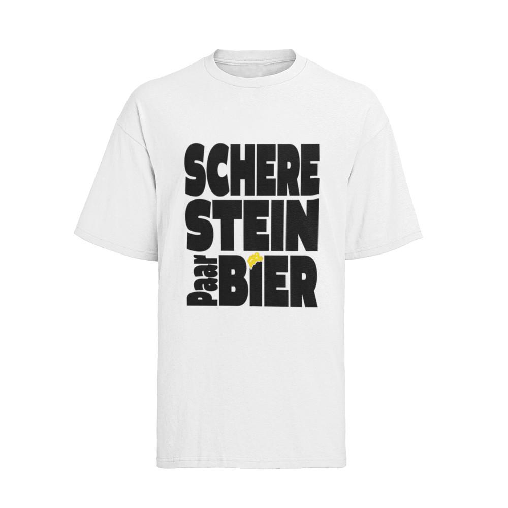 Lustiges Schere Stein Bier Karneval Party Feiern Herren T-Shirt Bio Baumwolle