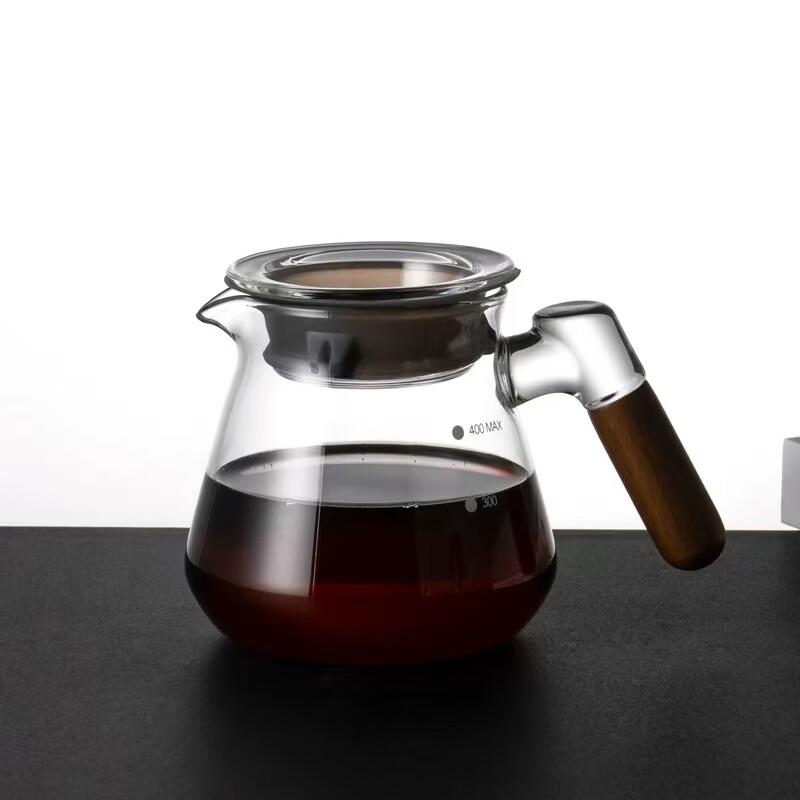 Jiaqi 400ML Glass Hand-Pour Coffee Pot with Wooden Handle