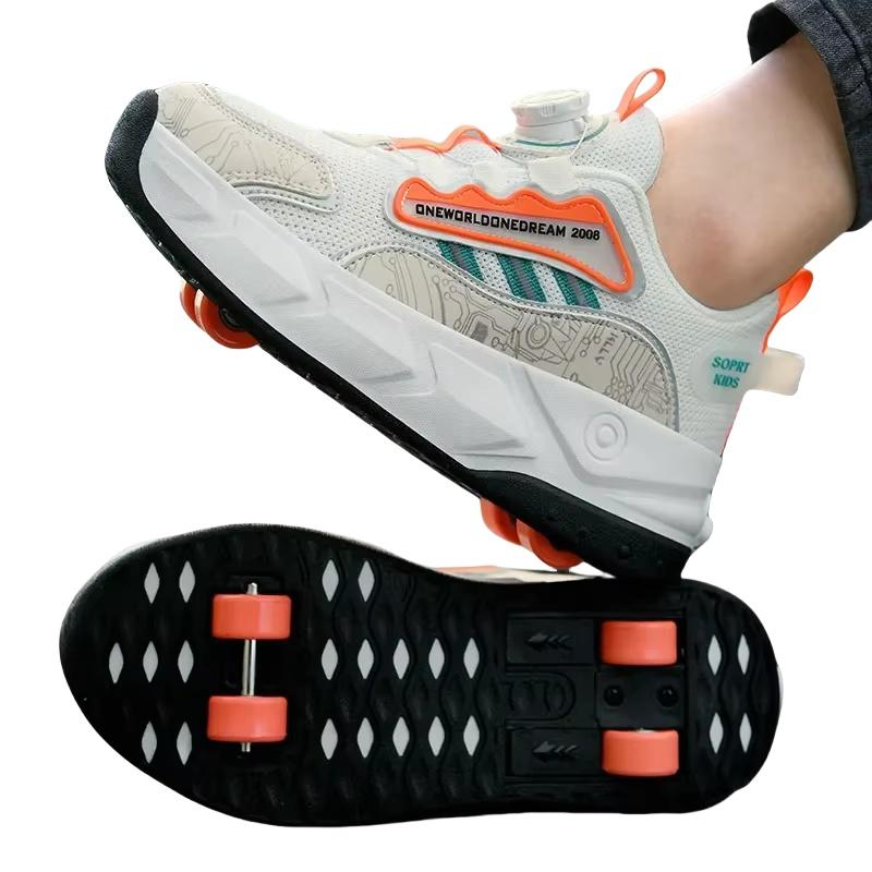 Unisex Button Extension 4 Wheel Racing Roller Skates Shoes New Sneakers For Boy Girls Skating Skates Shoes With Wheels