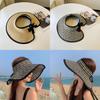 Woman Summer Straw Hat With Large Brim And Foldable Design For Outdoor Sun Protection