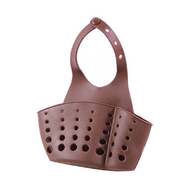 

Versatile Kitchen Sink Soap Sponge Holder With Adjustable Strap For Easy Organizing кофейный