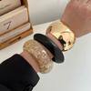 DIEZI Fashion Irregular Heavy Metal Wide Cuff Bangles Hip Hop Gold Color Geometric Wood Bangles Bracelets For Women Men Jewelry