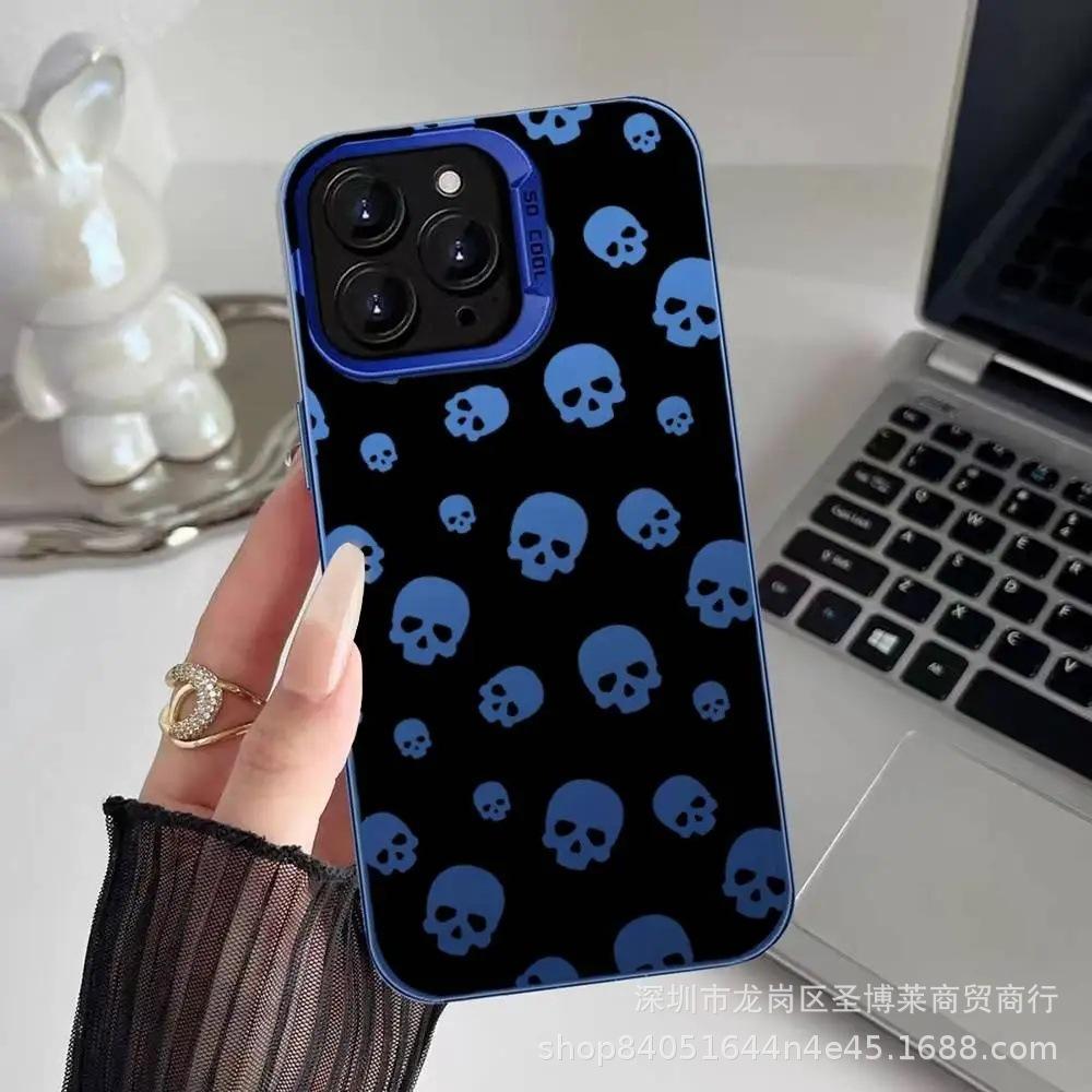 Full Screen Skull for Apple 15 Colored Silver iPhone14promax Creative 13/11 Matte 16 Protective Case 17