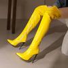 New Women's Boots  Red Heels Over The Knee Boot Sexy Patent Leather Side Zipper Nightclub Dance Long Boots Party Women Shoes
