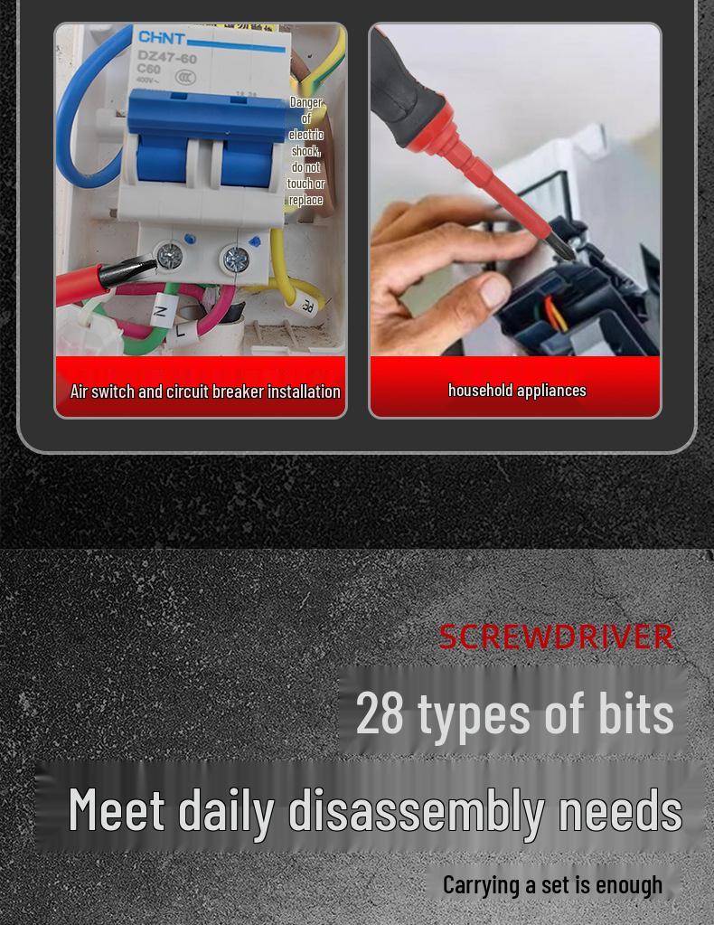 31-in-1 Insulated Electrician's Screwdriver Set - Phillips, Flathead & Specialty Tools