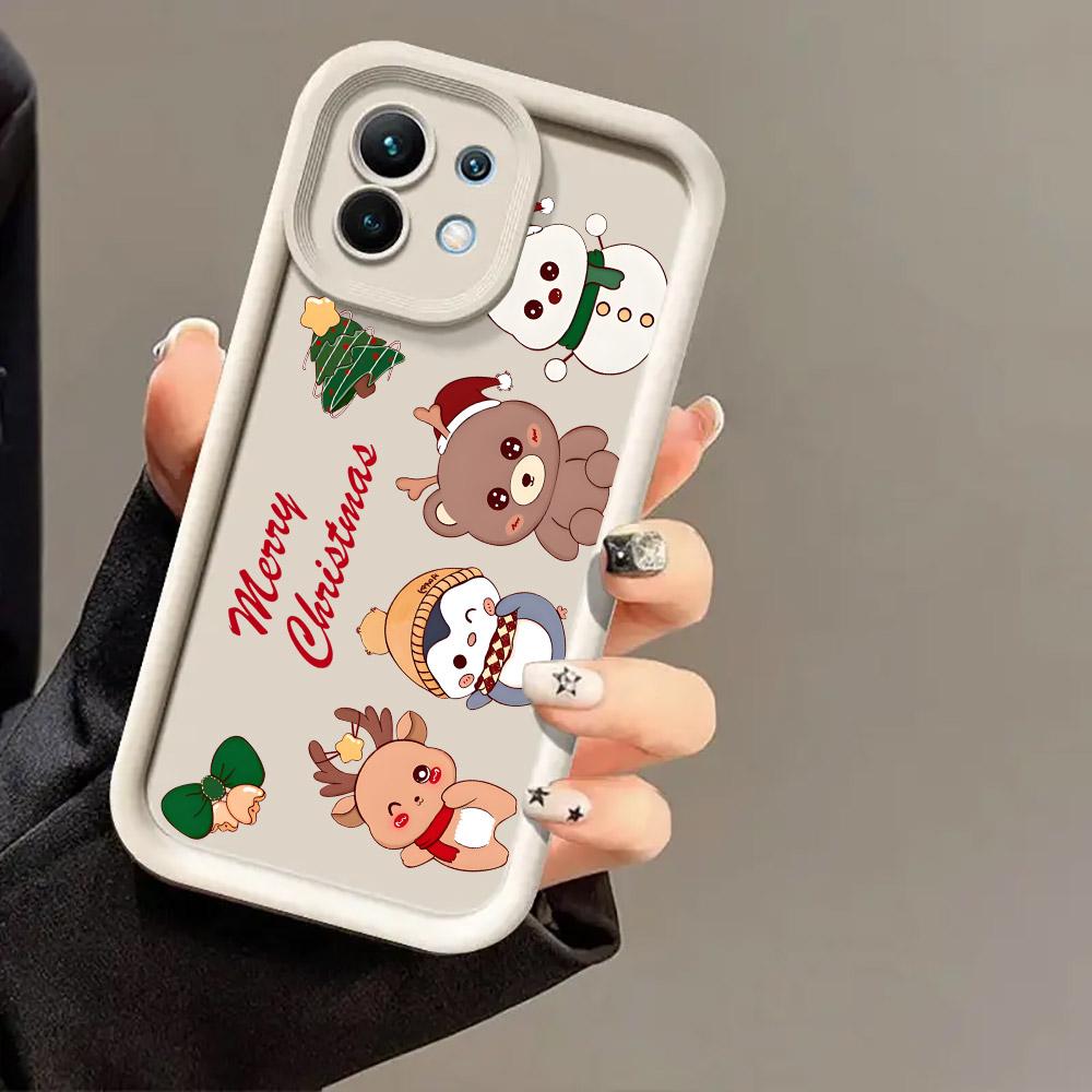 Christmas Snowman Elk Cute Phone Case For Xiaomi 17 Pro Max 15T 14T 13T 11Lite Poco X6 X7 F5 F7 M6 M7 Pro 5G Soft Perfect Cover