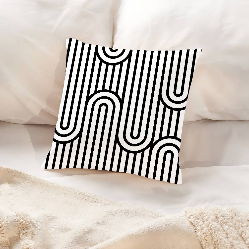 Striped Pattern Pillow Case Cushion Cover Soft Cute Throw Pillow Case For Car Sofa Pillowcase Polyester With Zipper