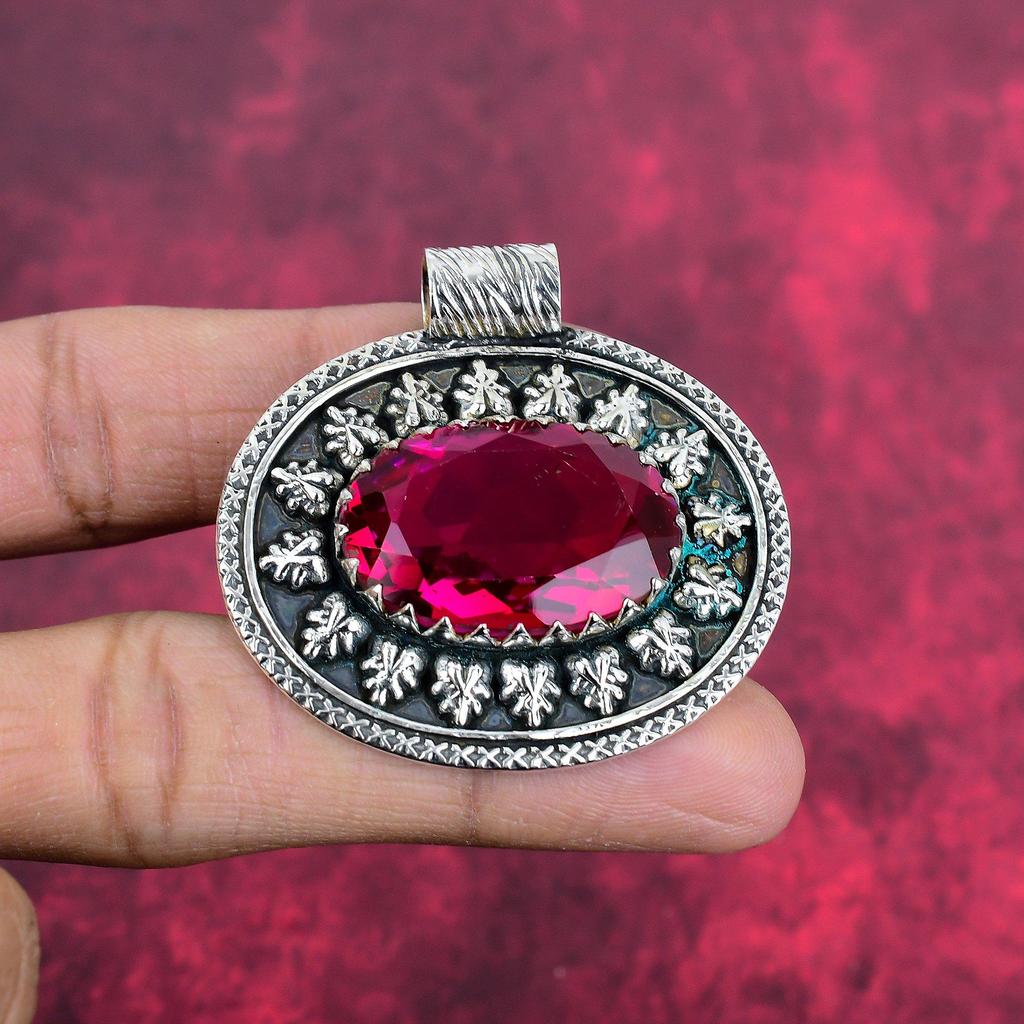 Rubilite 925 Solid Sterling Silver Pendant, Handmade Gemstone Pendant Jewelry, Gifts For Wife Brand New Pendant