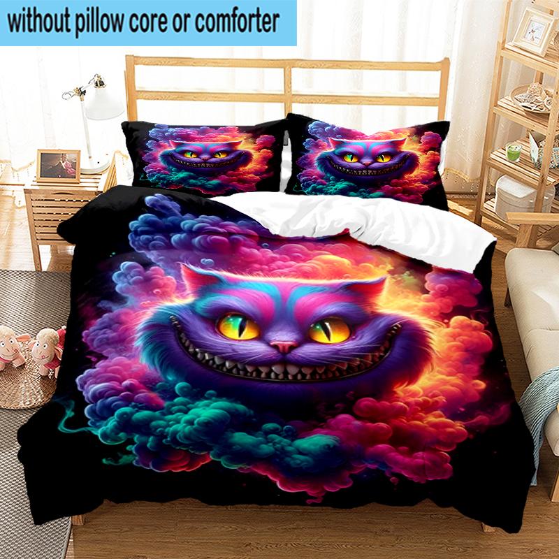 3PCS WonderlCat Fantasy Bedding Set,Including 1pc Duvet Cover And 2pcs Pillowcases Perfect for Bedroom, Dormitory, Fan Christmas Gift
