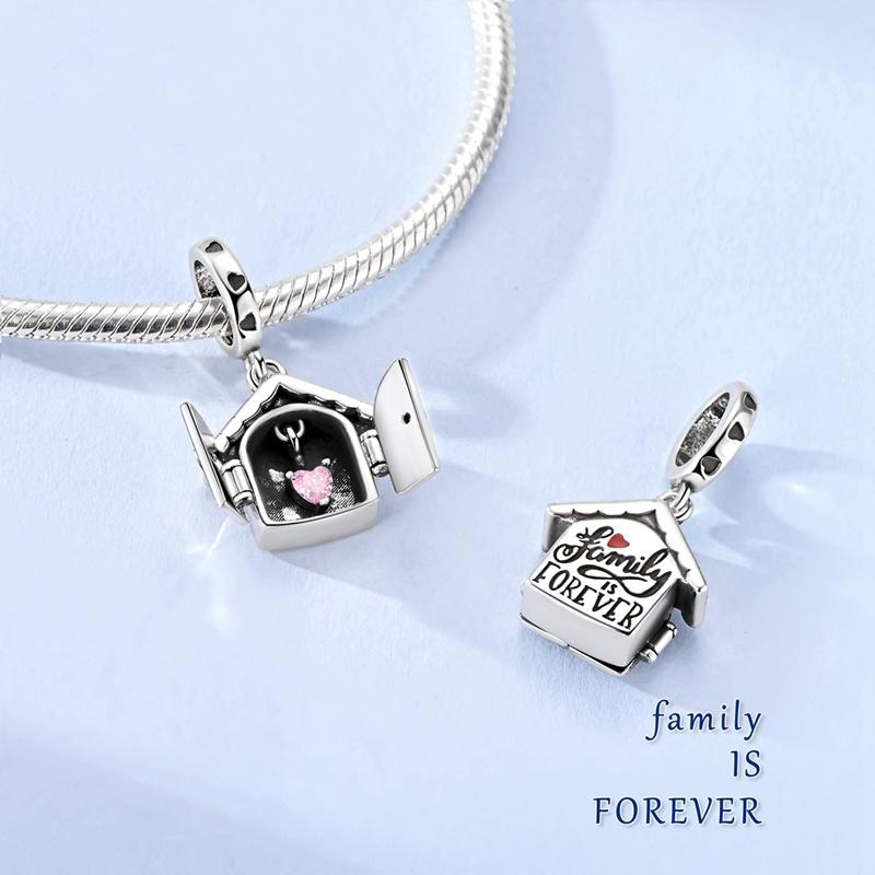 Original 925 Sterling Silver Charms Can Open Family House Pendant Fit Original Bracelet Necklace For Women DIY Jewelry Gift
