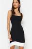 Women's Fashion Casual Sleeveless Mini Multicolor Tulle Fitted Body-Fitting Mini Gathered Zero Sleeve Flexible Knitted Dress