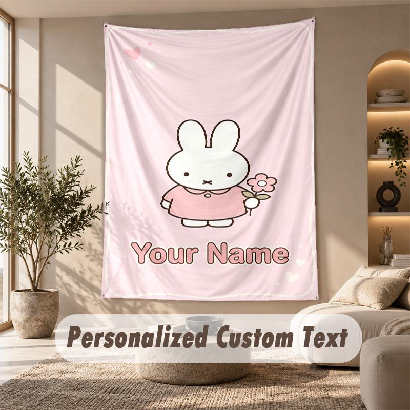 Miffy Tapestry, Personalized Custom Text, Wall Hanging Tapestry For Living Room Home Wall Decor