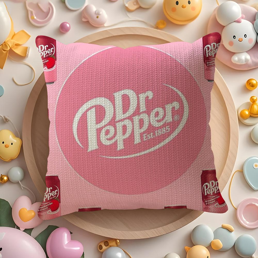 Cherry Drink D-Dr-P-Pepper Cushion Cover Summer Coolness Linen Fabric Double-Sided Printing Pillow Case Sofa Home Decor Gift