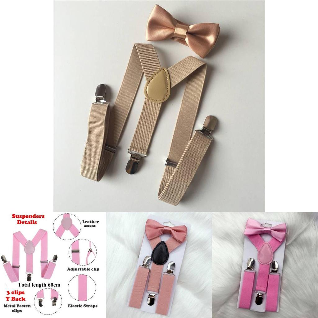 Stylowe Dziecięce Elastyczne Szelki i Mucha Zestaw dla Chłopców i Dziewczynek w Wielu Kolorach