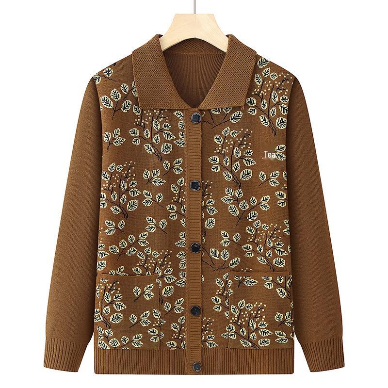 

Grandma s Loose Knit Cardigan for Spring & Autumn - Women s Middle-Aged & Elderly Fashion One Size