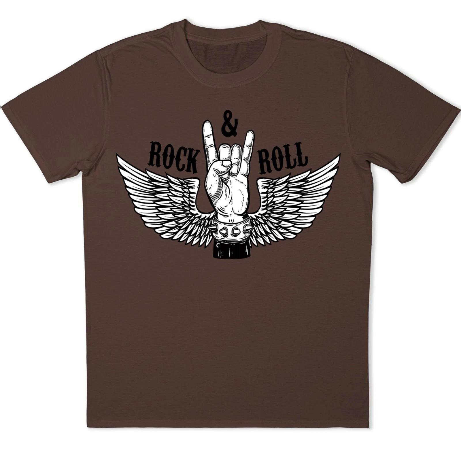 Rock & Roll T-Shirt Hand Sign Wings Heavy Metal Music Band Retro Graphic Tee L
