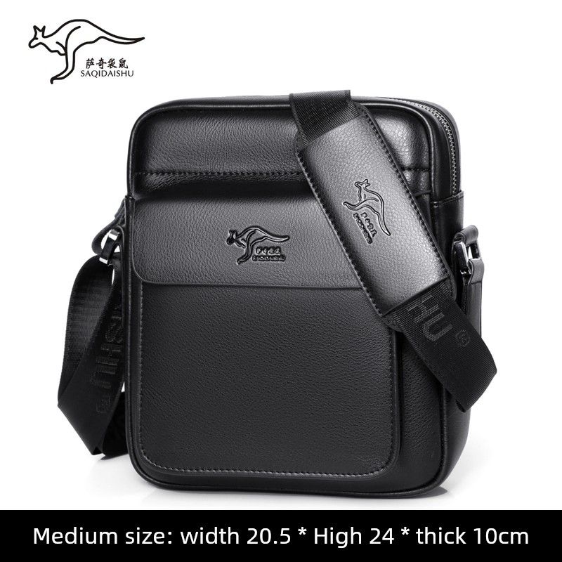 

Мужская повседневная наплечная сумка Satch из кожи кенгуру Black Medium