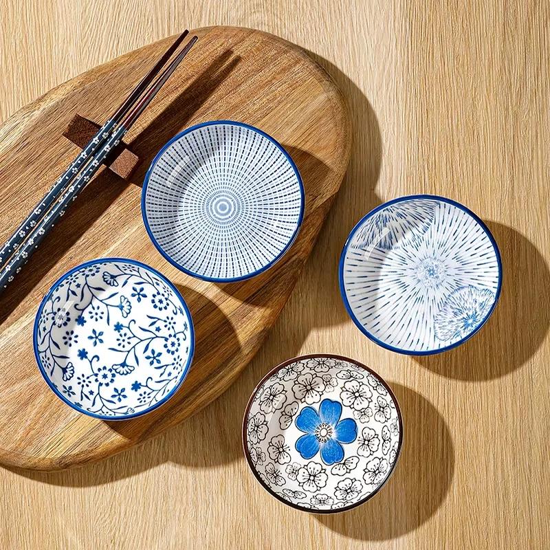 6pcs Japanese Style Mini Ceramic Plate Barbecue Dipping Sashimi Sushi Soy Sauce Dishes Home Desktop Snack Fruit Dessert Plates