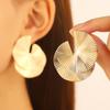 Distorted Fan Design Exaggerated Fashion Big Stud Earrings for Women Europe and American Style Personality Party Ear Zircon