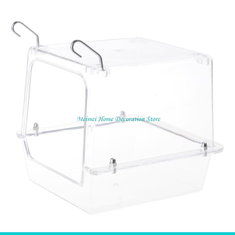 H7BF Shower Box Feeder,Sleeping Nest,Small Birds Bathtub for Pet Finch Accessories Parrot Bath Box with Clear View for Pet