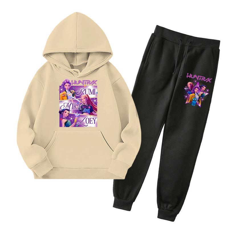 Kpop Demon Hunters Kids New Fashion Cartoon Print 2pcs Hoodie+Pants Sportsuits Casual Outfits Clothes For 2-13 Years Boys Girls