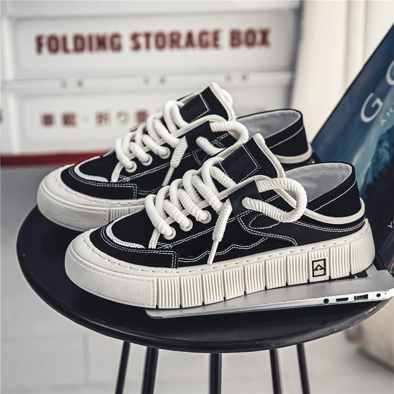 

Мужские повседневные дышащие парусиновые туфли без застежек 2024 года 43 чёрный/бежевый