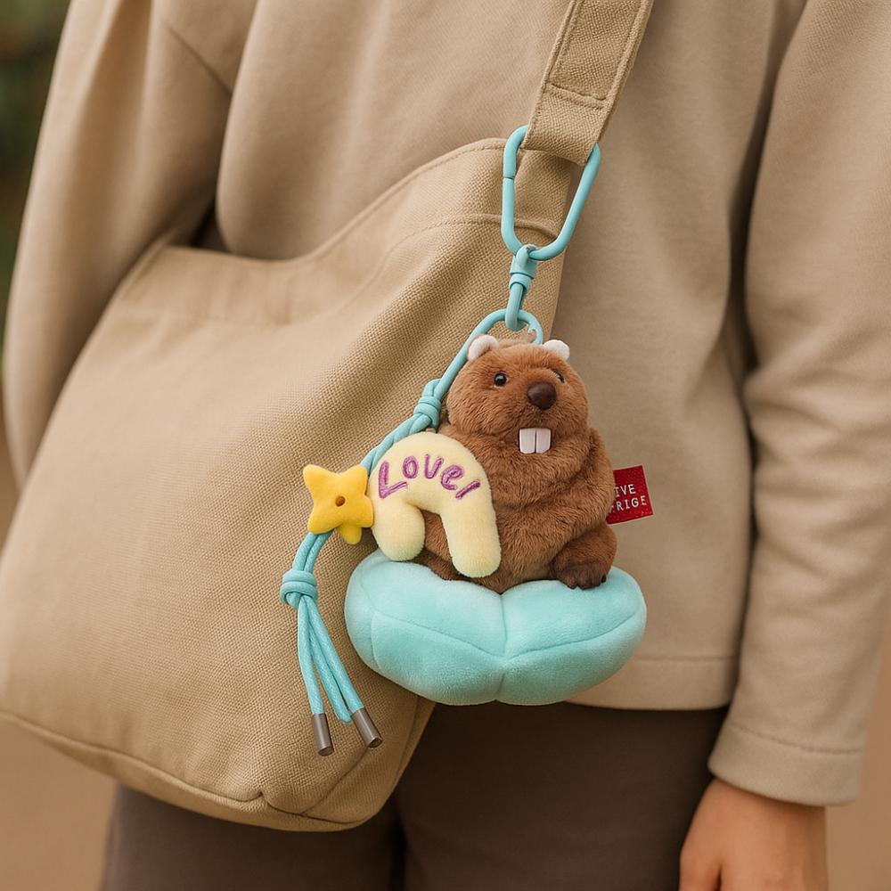 Cartoon Plush Groundhog Keychain Cute Car Keyring Funny Groundhog Dolls Pendant  Girl Gift