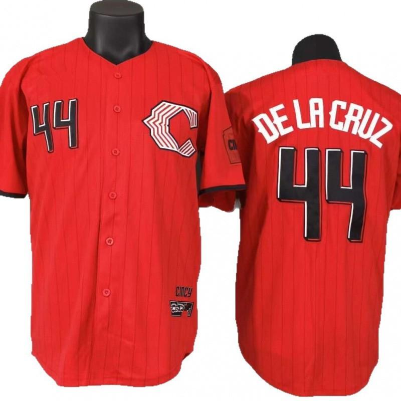 2026 Cincinnati Reds 44 Delacruz Red City Edition Embroidered Baseball Jersey Short Sleeve Unisex
