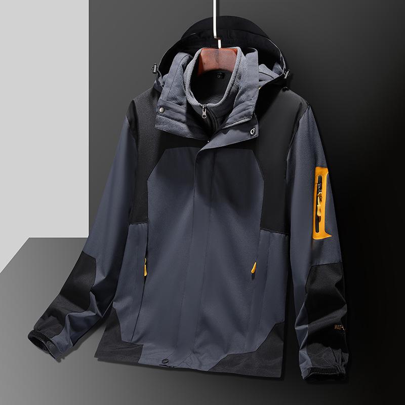 Unisex Two-Piece Mountaineering Suit with Custom Logo: Outdoor Fleece Liner & Color-Blocked Winter Workwear