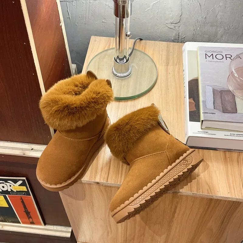 Botas Para Niña Platform Kids Boot 2025 WinterNew Plush Snow Boot Cartoon Boy CottonShoe Cute Girl Shoe Ankle Boot Kid Shoe Bota