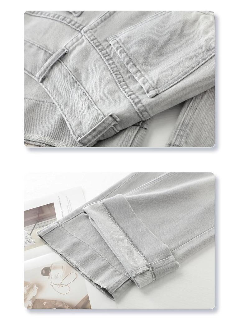 Women's Light Gray High-Waisted Wide-Leg Jeans - New Fashion for Spring/Autumn 2025