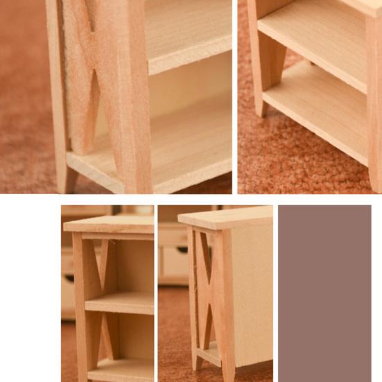45669 Mini Dollhouse Wooden Unpainted Locker Cabinet Storage Rack Model Decor