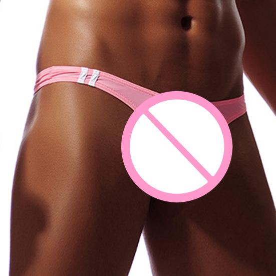 Breathable Seamless Ice Silk Men Briefs U Convex Low Waist Thong for Inside Wear