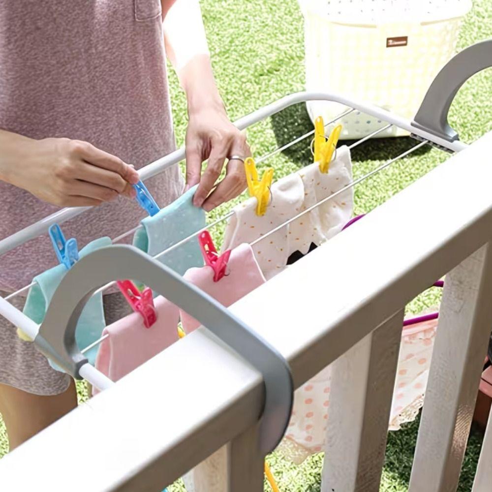 Space Saving Clothes Drying Rack Collapsible Balcony Drying Rack Foldable Clothes Hanger  Bathroom