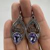 Purple Teardrop Dangle Earrings for Women Vintage Filigree Boho Style Drop Earrings Elegant Ethnic Jewelry