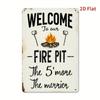 Welcome Camp Rustic Iron Wall Sign 20x30 cm, High Quality 2D Flat Metal Poster for Home