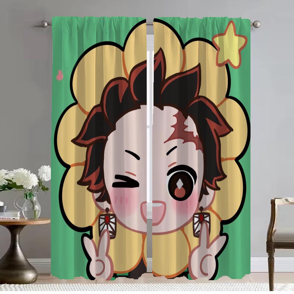 

Шторы от комаров для камеры Demon Slayer Halloween Decoration Современные шторы для гостиной 2 шт. Тюль для спальни ребенка W50xH70cmx2pcs-CL