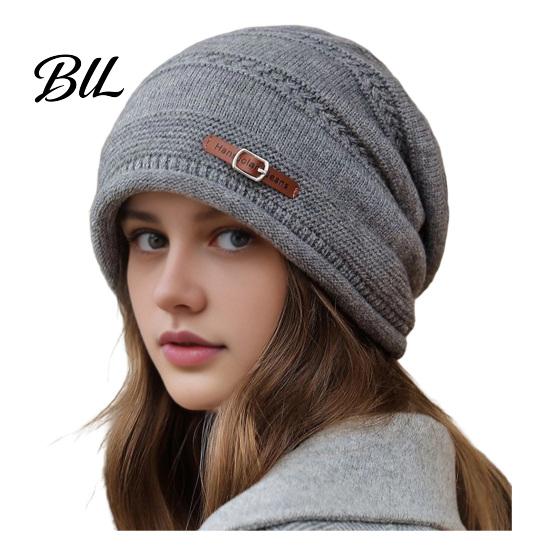 Cold Weather Commuter Hat Winter Knitted Cap for Women Girls, Thickened Warm Weather, Stylish Gift Plush Lined Fashion Stacked Hat, Slouchy