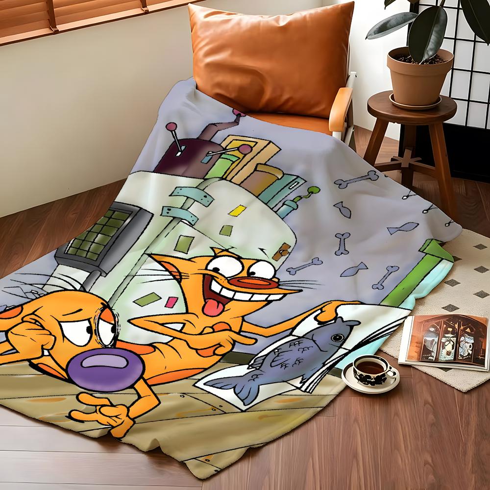Cartoon C-CatD-Dog Throw Flannel Cozy Print Blanket, Portable, Durable Machine Washable Cute Cool