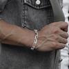 Casual Rectangle Chain Bracelets for Men Boys,Silver Color Stainless Steel Wristband,Punk Anniversary Jewelry Gifts