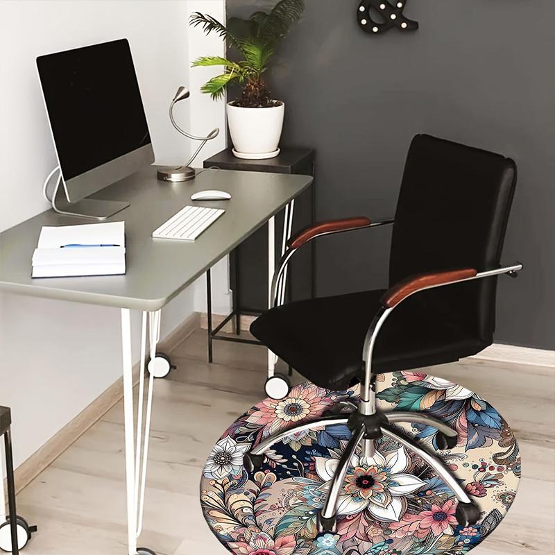 

1pc Floral Mandala Design Round carpet, Made of Polyester,Perfect for Decorating Office Chairs, Living Rooms,fplt248 80cm by 80cm