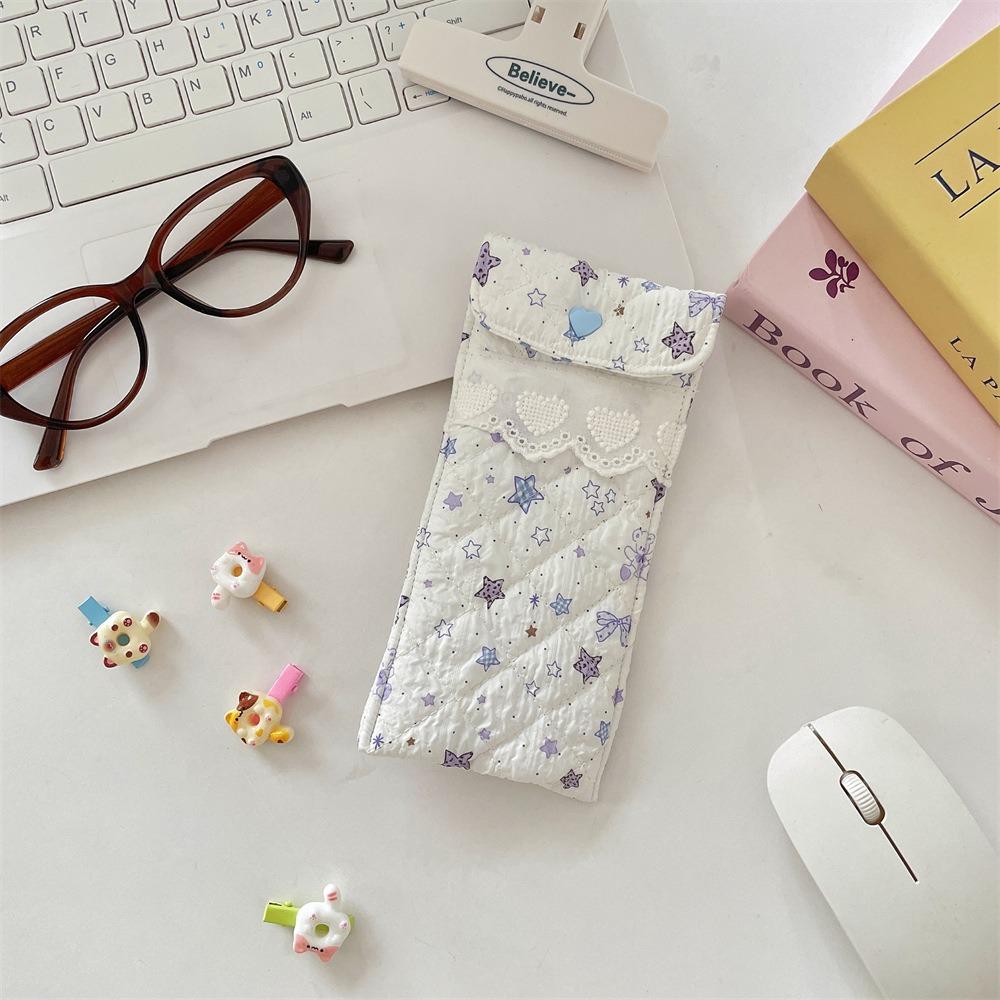 Sweet Cute Pencil Case Korean Style Lovely Eyeglasses Case Lightweight Lipstick Bag Girls
