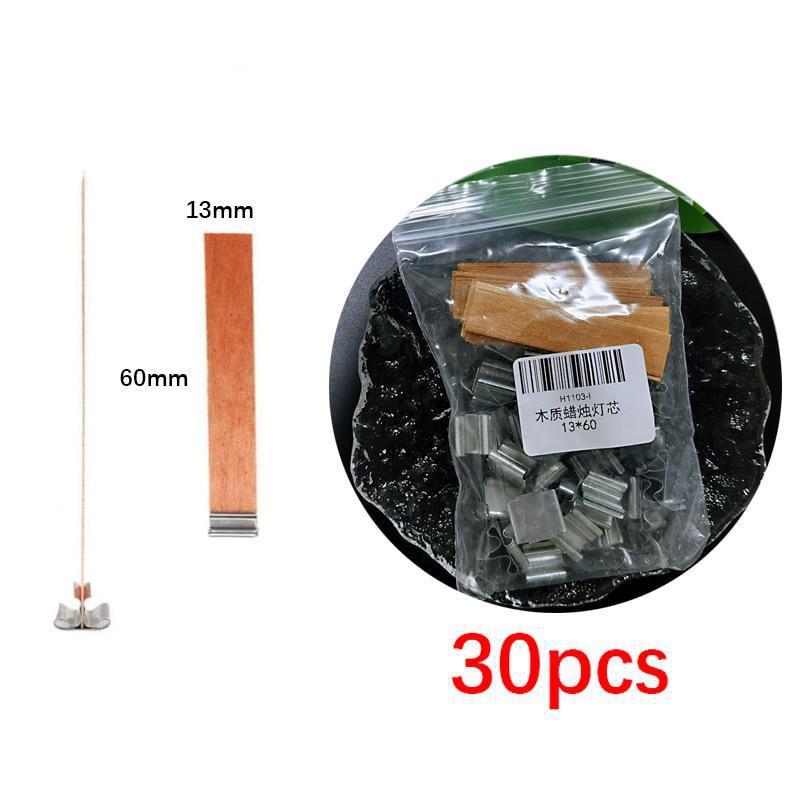 

30 шт. Набор принадлежностей для изготовления свечей DIY с деревянными сердечниками для фитилей с железной основой 30pcs 13 x 60mm