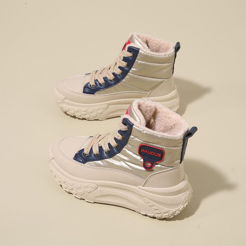 

Высокие большие хлопковые ботинки для женской зимы, новые спортивные кроссовки на толстой подошве, увеличивающие рост, с напуском и утолщенные женские зимние ботинки 40 синий