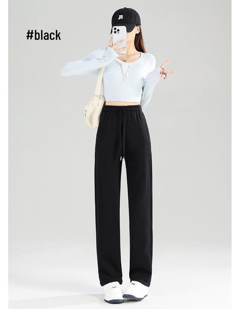 New Winter High-Waist Fleece-Lined Embroidered Pants - Women's Loose-Fit Warm Sweatpants