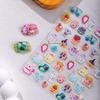 Cyan Sea Cartoon Graffiti Relief 3D Nail Art Stickers with Cute Bow Design