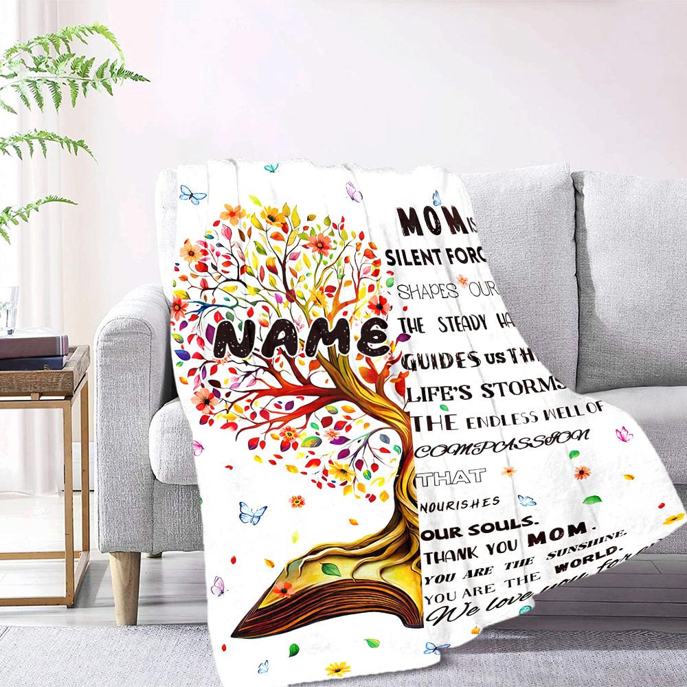 Mom'S Love A Heartfelt Tribute To Mothers Gift Customizable Blanket Customize Your Name Soft Cozy Throw For Sofa Couch Office Bed Picnics Allseason