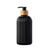 500ml Refillable Soap Dispenser Bamboo Pump Striped Bathroom Organizer Shampoo Conditioner Lotion & Body Wash Multi-Use