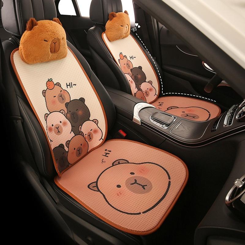 Cute Capybara Cartoon Hydrochoerus Universal Car Seat Cover Breathable Comfortable Cushion for Vehicle Seat Protection
